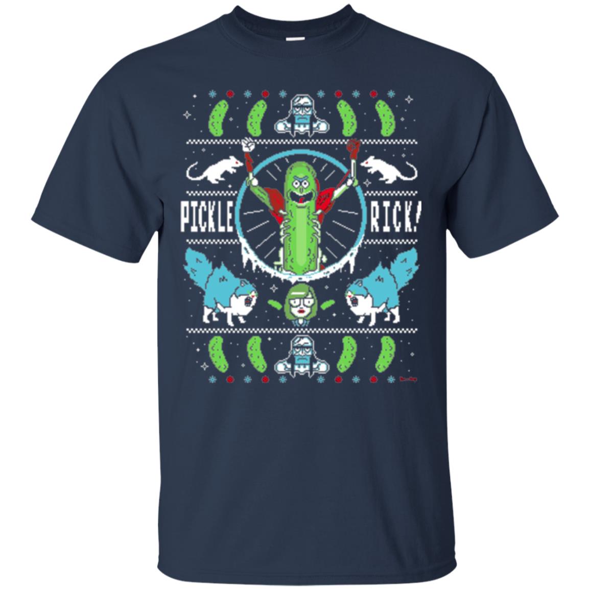 Rick And Morty T-shirt Festive Pickle Rick Navy