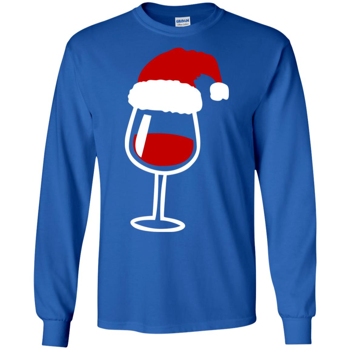 Twinkle Red Wine Glass Santa Hat X-mas Gift Shirt Royal