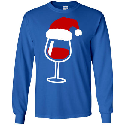 Twinkle Red Wine Glass Santa Hat X-mas Gift Shirt Royal