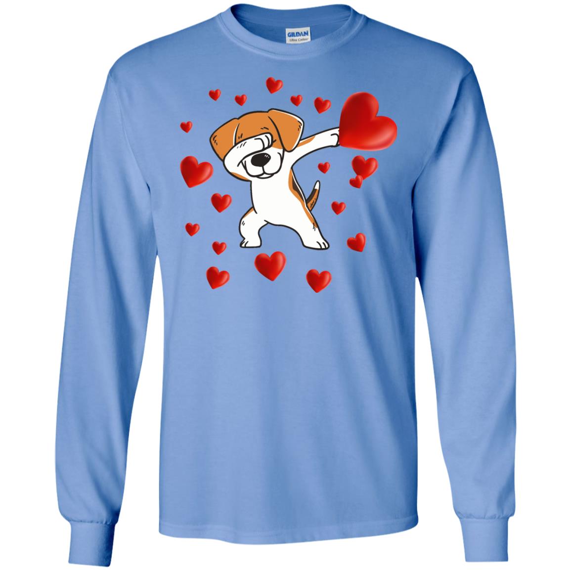 Valentines Day T-shirt Dabbing Dog Carolina Blue
