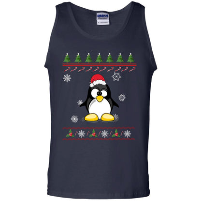 Penguin With Santa Hat Merry X-mas Ugly Christmas Gift Shirt For Mens Womens Kids Navy