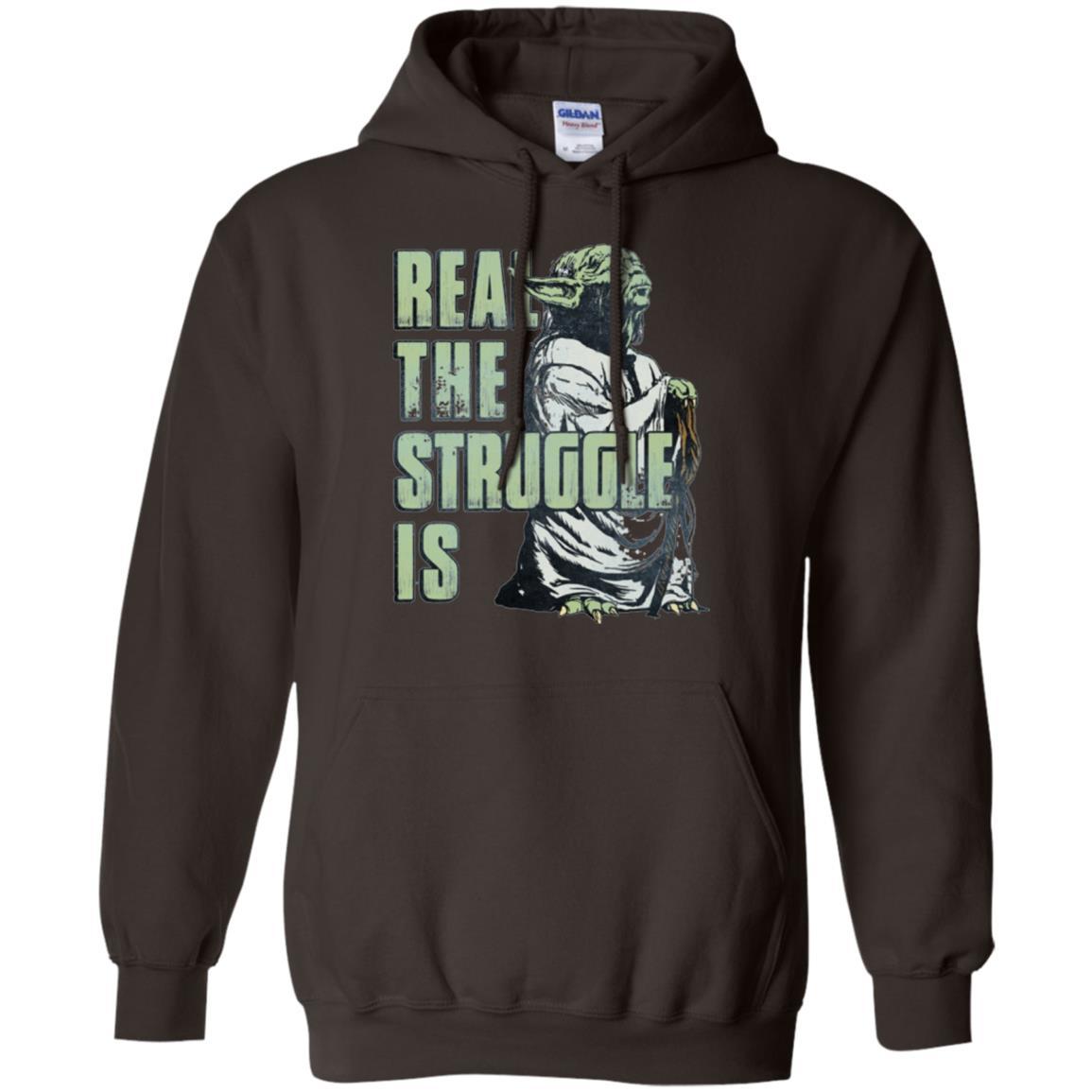 Film T-shirt Star Wars Yoda Real The Struggle Is Graphic Dark Chocolate