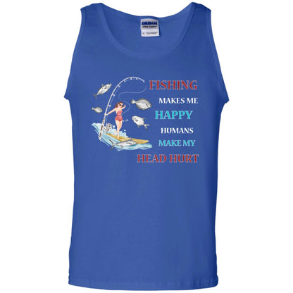 Fishing Make Me Happy Humans Make My Head Hurt Shirt Royal