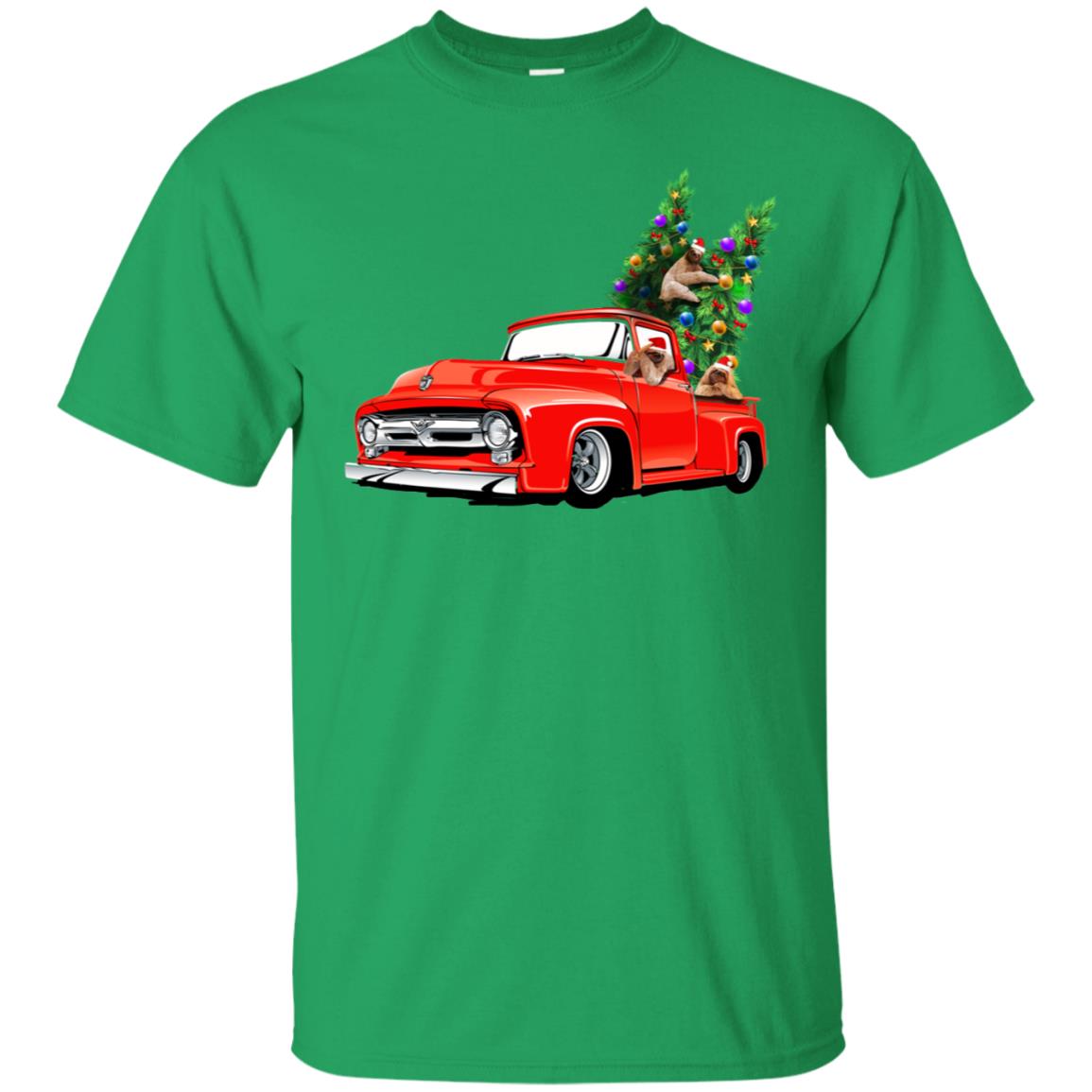 Christmas Tree And Sloths On Car X-mas Gift Shirt Irish Green