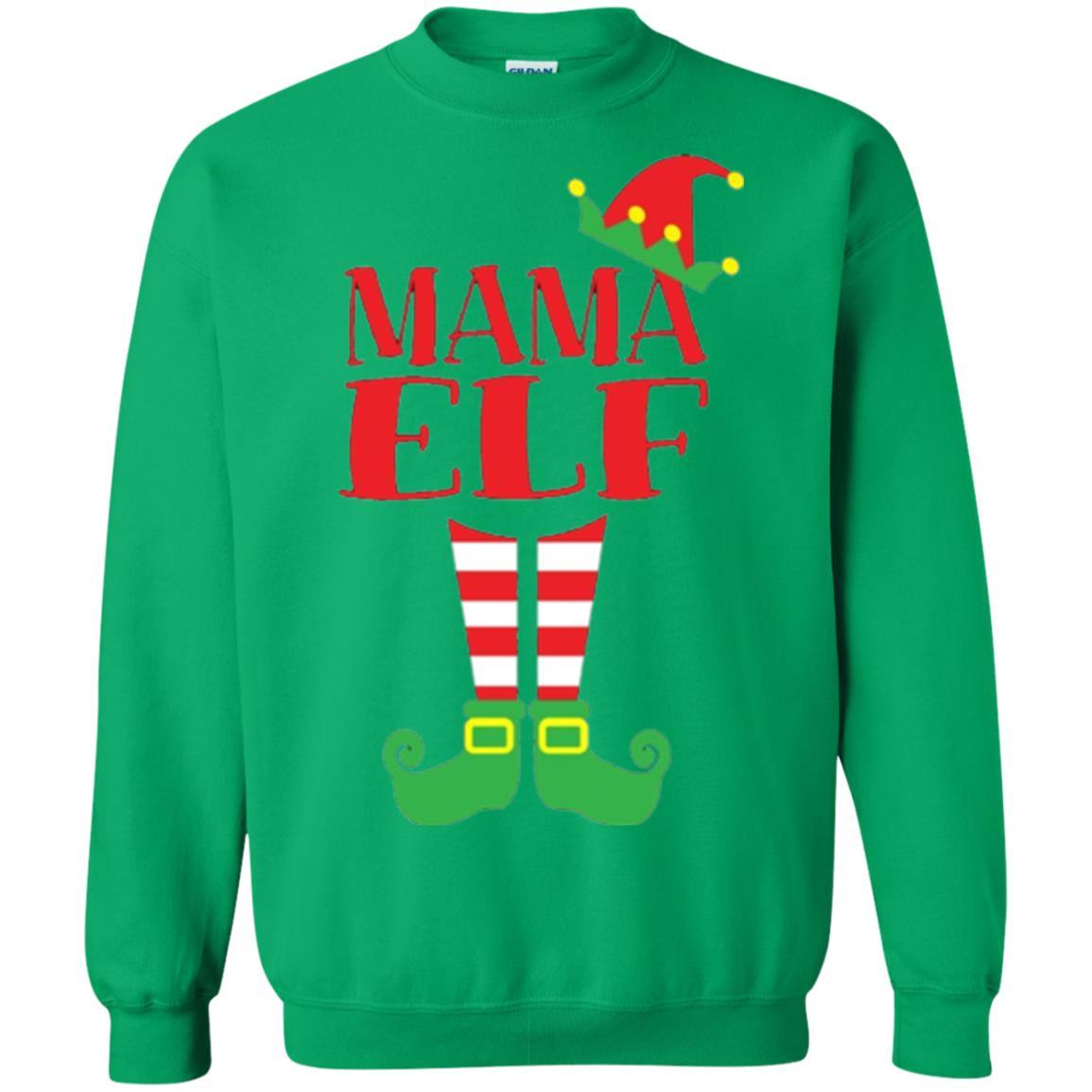 Family Christmas T-shirt Mama Elf T-shirt Irish Green