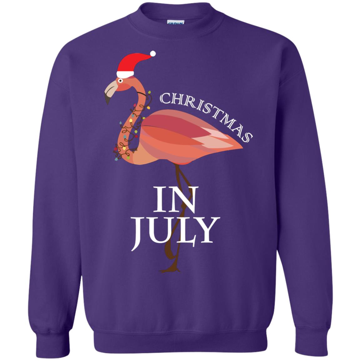 Flamingo With Santa_s Hat Christmas In July Xmas In Summer Shirt Purple