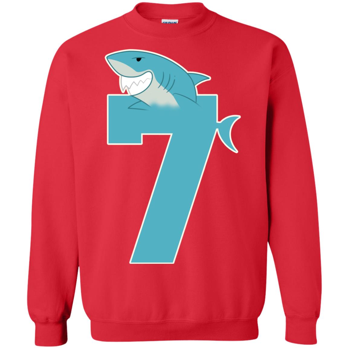 7th Birthday Shark Party Shirt Red