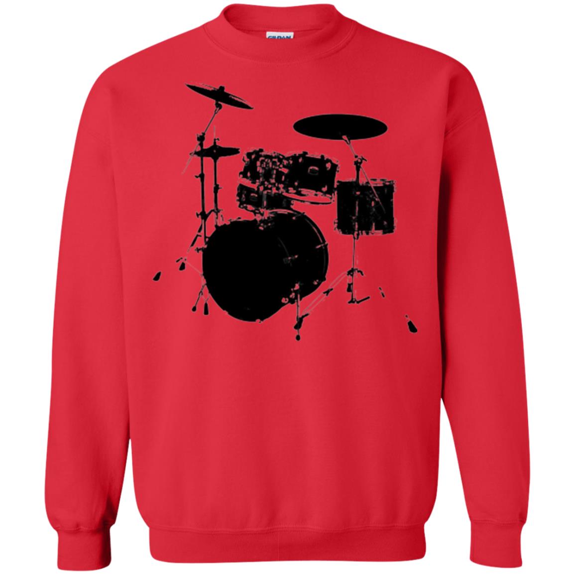 Drum Lovers T-shirt Drum Kit Stencil Print Red
