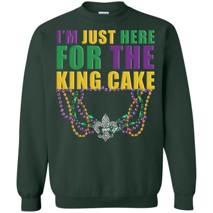 Mardi Gras Beads T-shirt I_m Just Here For The King Cake Forest Green