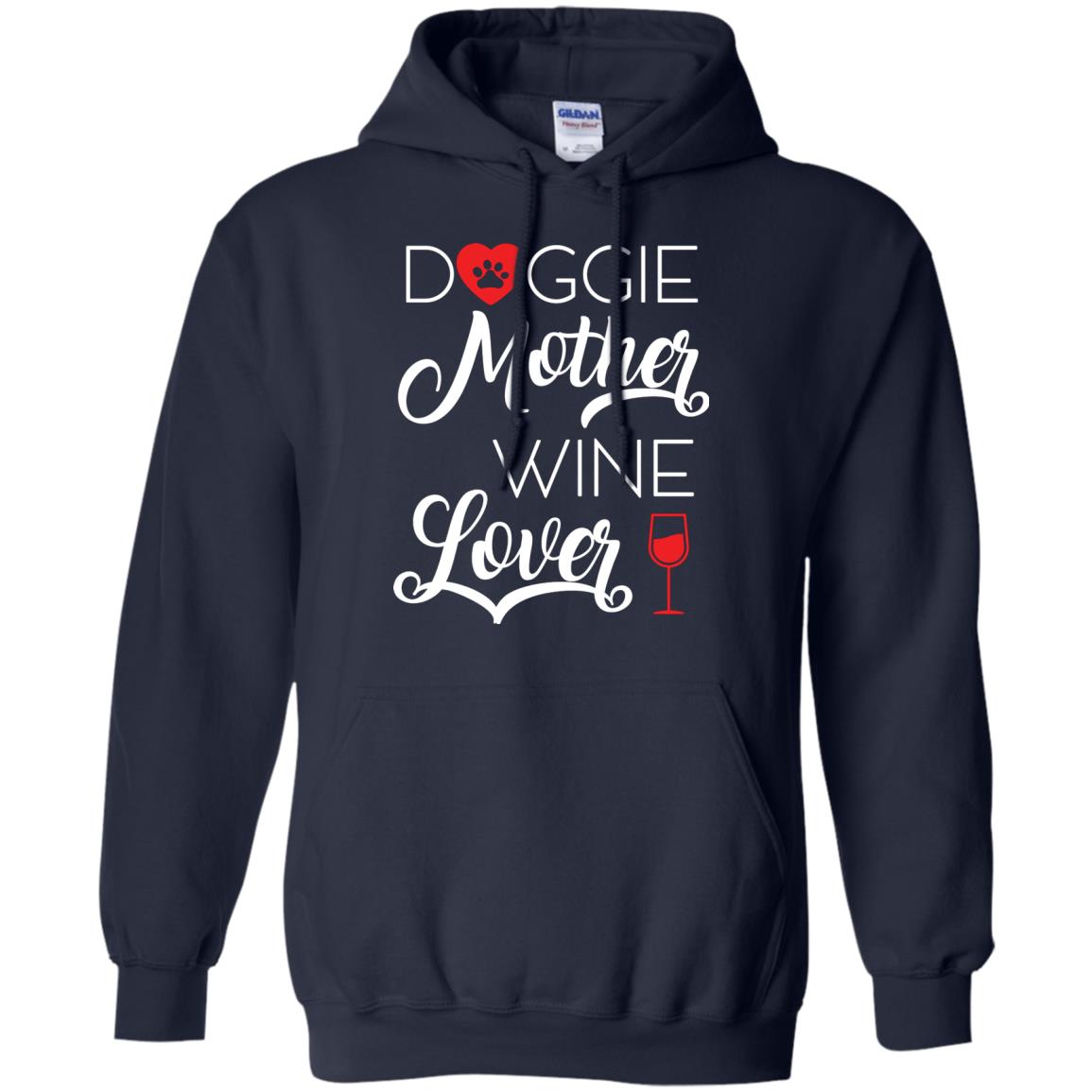 Doggie Mother Wine Lover Dog And Wine Gift Shirt For Mom Navy