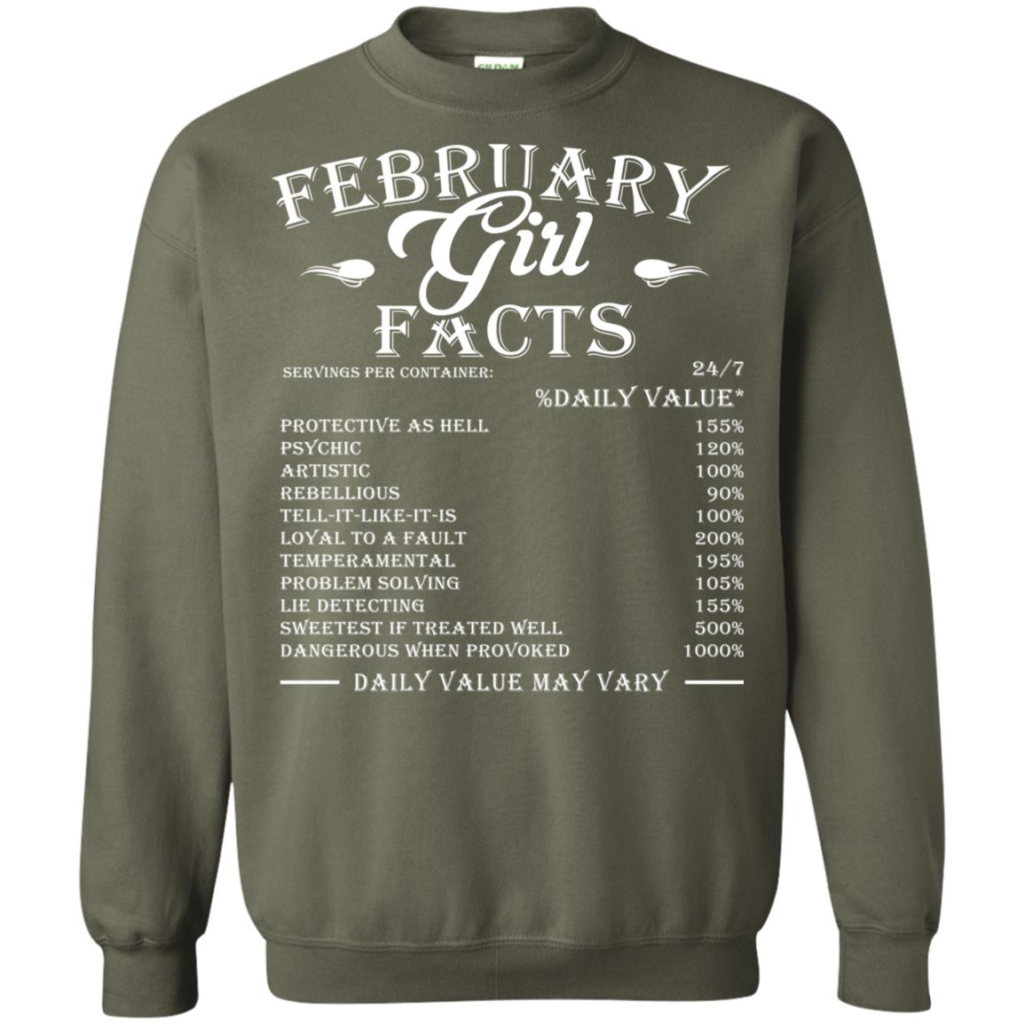 February Girl Facts Facts T-shirt Military Green