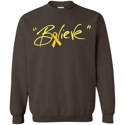 Childhood Cancer Awareness Shirt Gold Ribbon Believe Dark Chocolate
