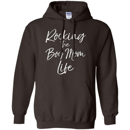 Mom T-shirt Rocking The Boy Mom Life Dark Chocolate