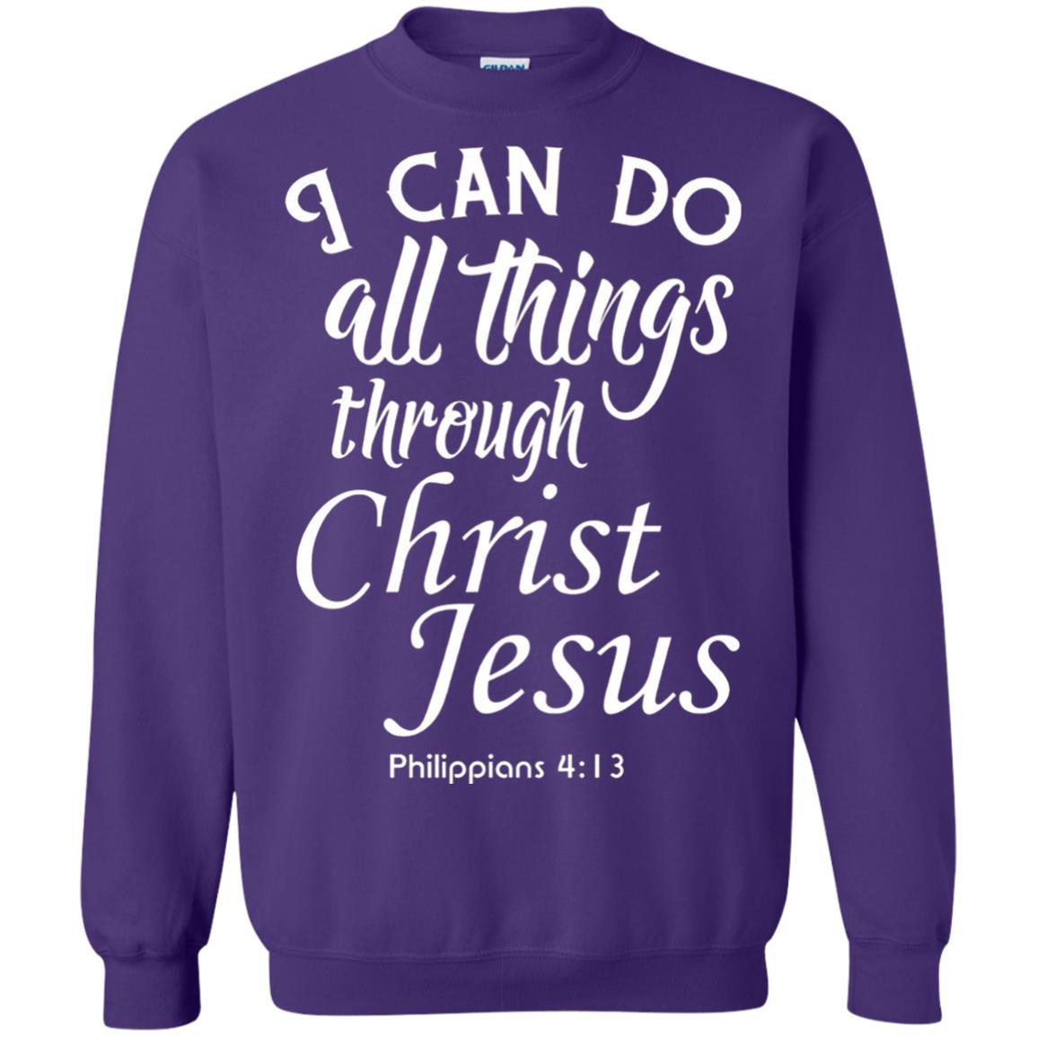 Christian T-shirt I Can Do All Things Through Christ Jesus Purple