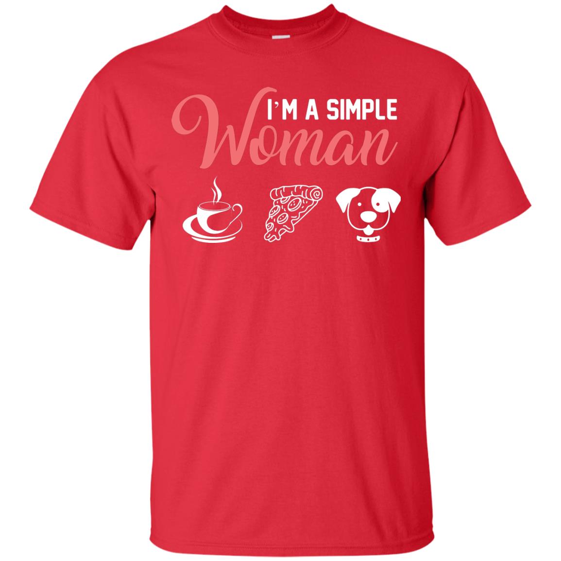 I’m A Simple Woman Love Coffee Pizza And Puppies Gift Shirt For Woman Red