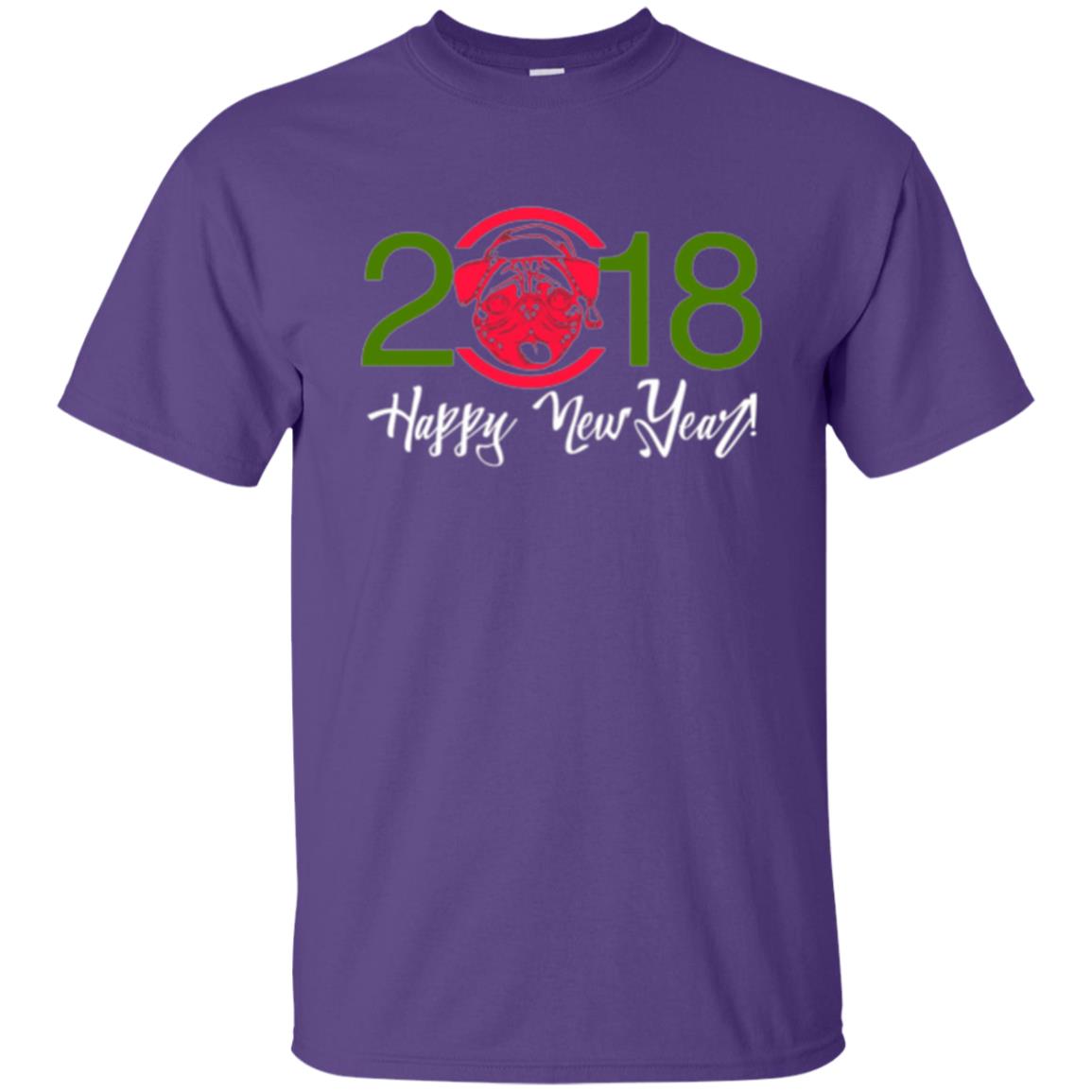 Dog Lovers T-shirt Happy New Year 2018 Purple