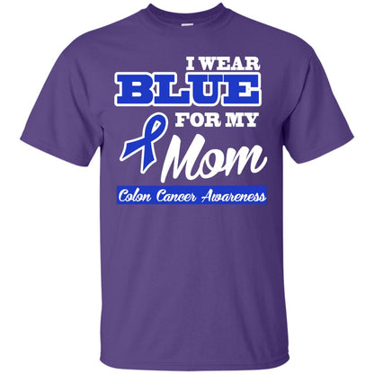 I Wear Blue For My Mom Colon Cancer Awareness Gift Shirt For Boys Or Girls Purple