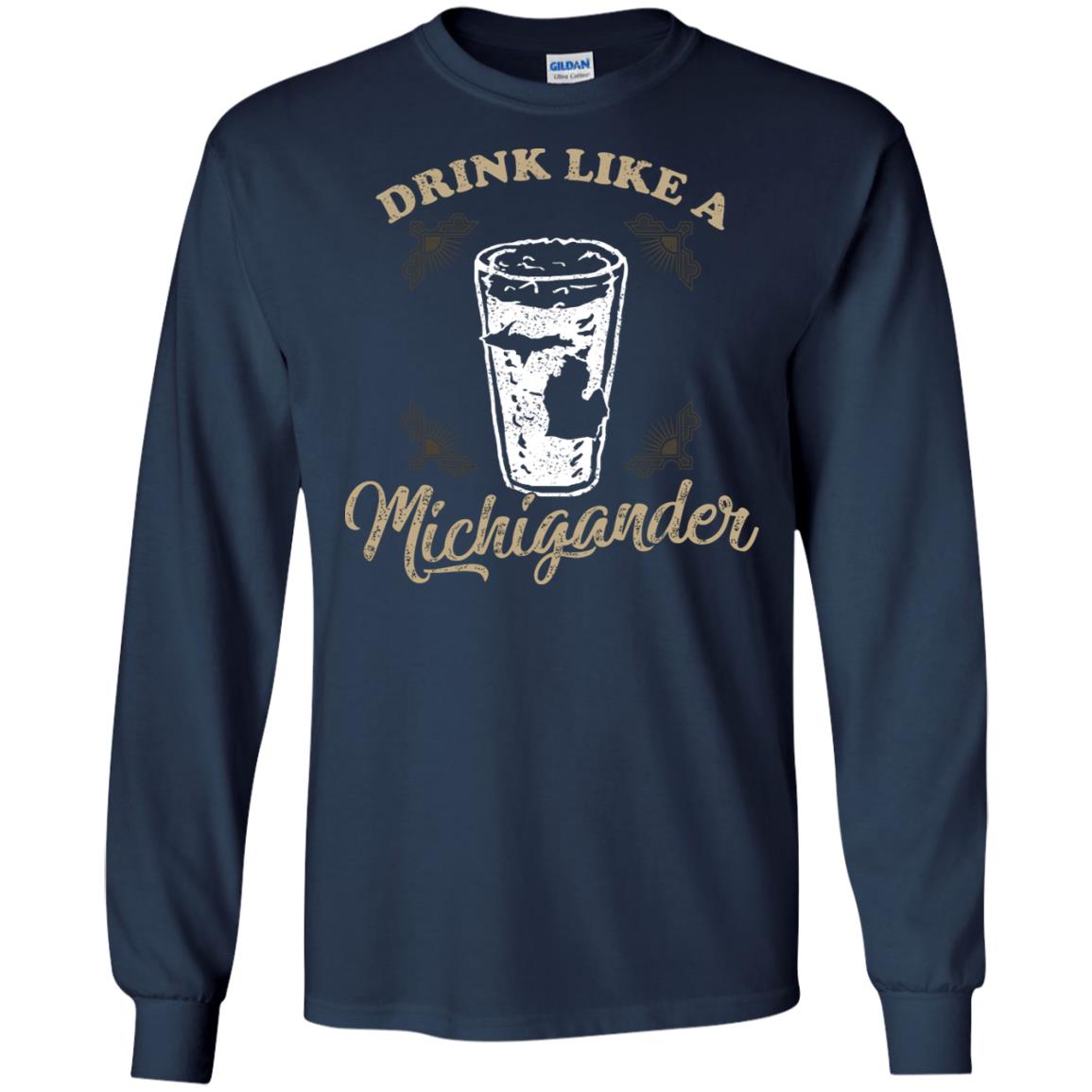 Drink Like Michigander Shirt Navy