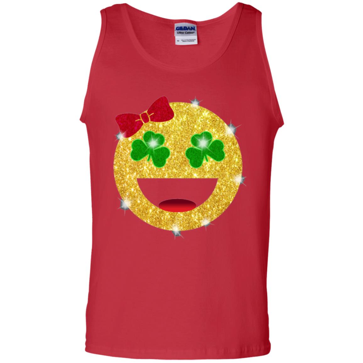 Happy Gold Blink Emoji Saint Patrick's Day T-shirt Red