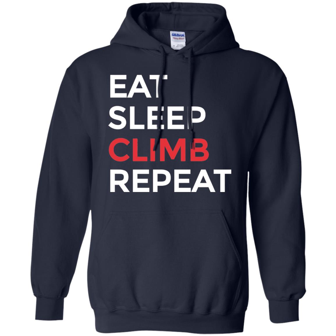 Eat Sleep Climb Repeat Mountain Climber Rock Climbing Shirt Navy