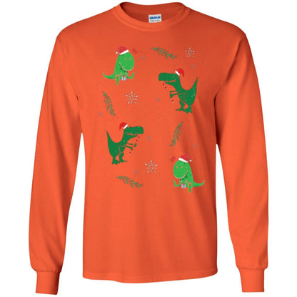 Funny Christmas T-shirt Merry Christmas Dinosaur Orange