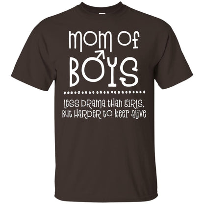 Mom Of Boys Shirt Less Drama Than Girls Dark Chocolate