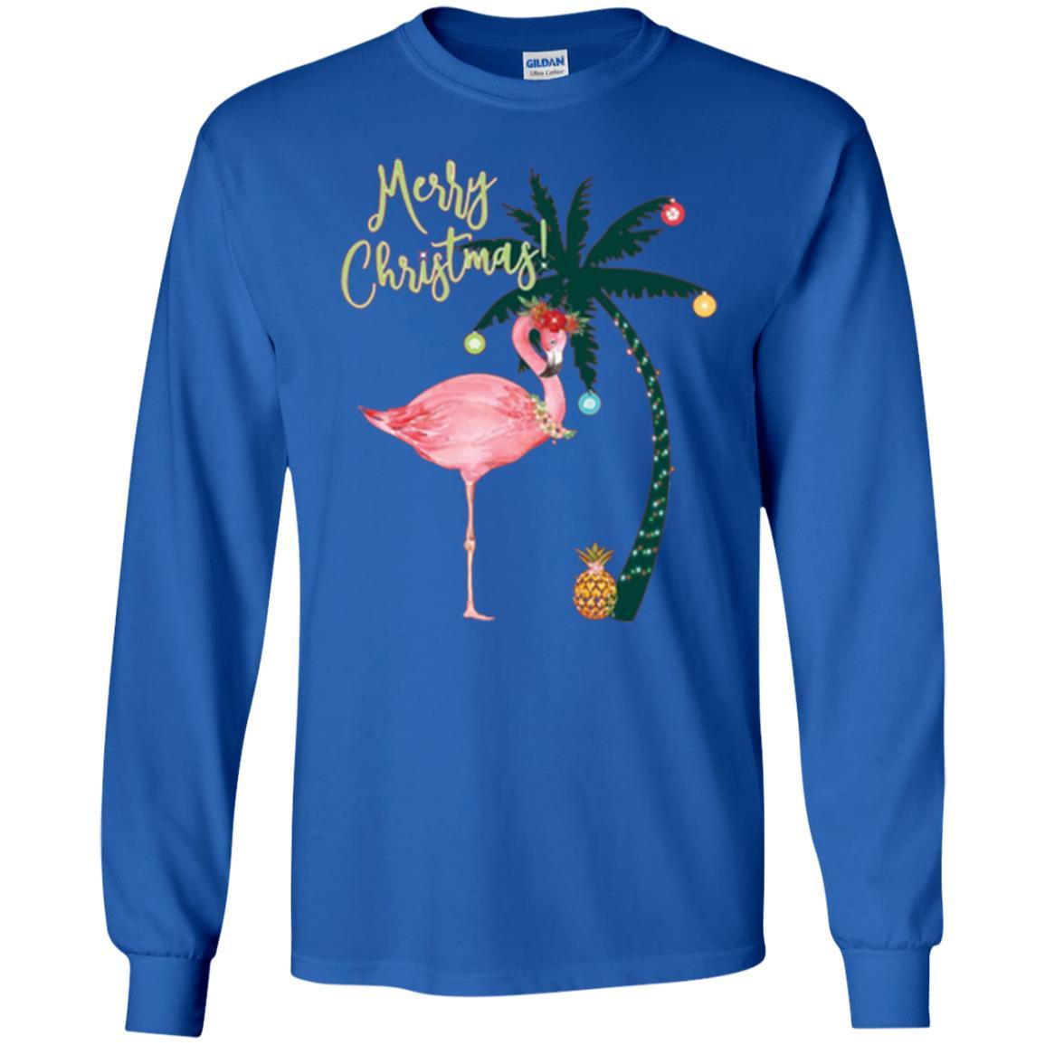 Christmas T-shirt Flamingo Merry Christmas Royal