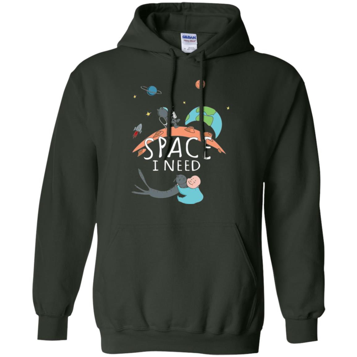 Funny Astronaut Universe Pun T-shirt I Need Space Forest Green
