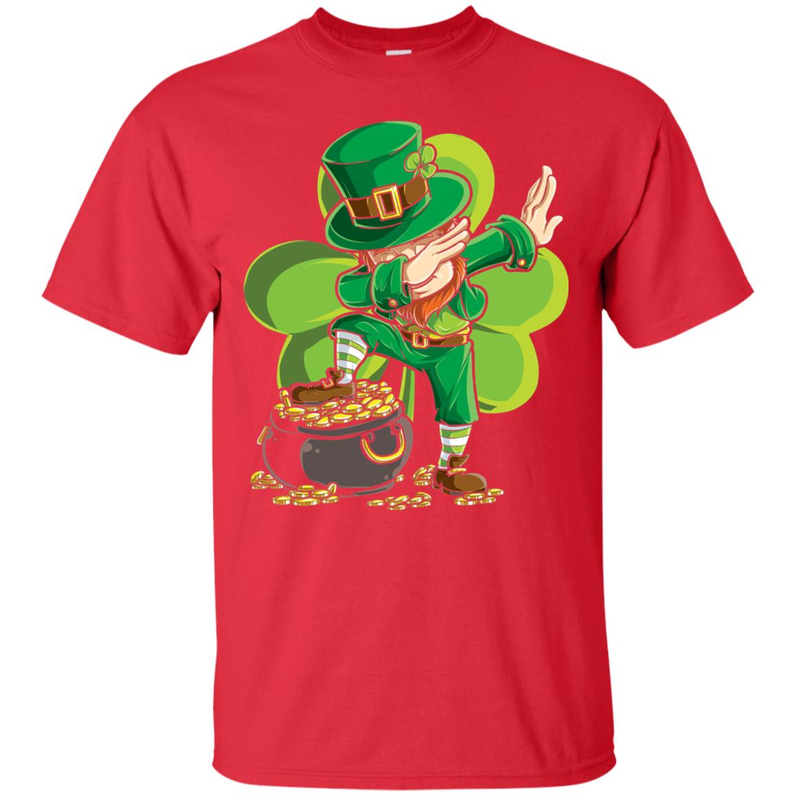 Dabbing Leprechaun St Patricks Day T-shirt Red