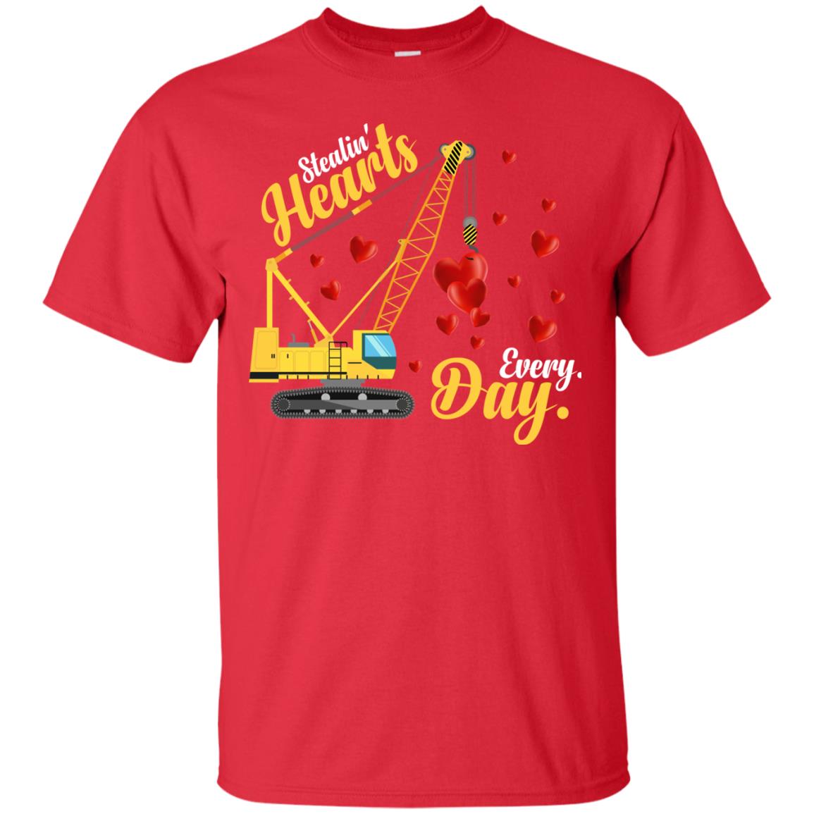 Valentines Day T-shirt Stealin' Hearts Every Day With Crane Red