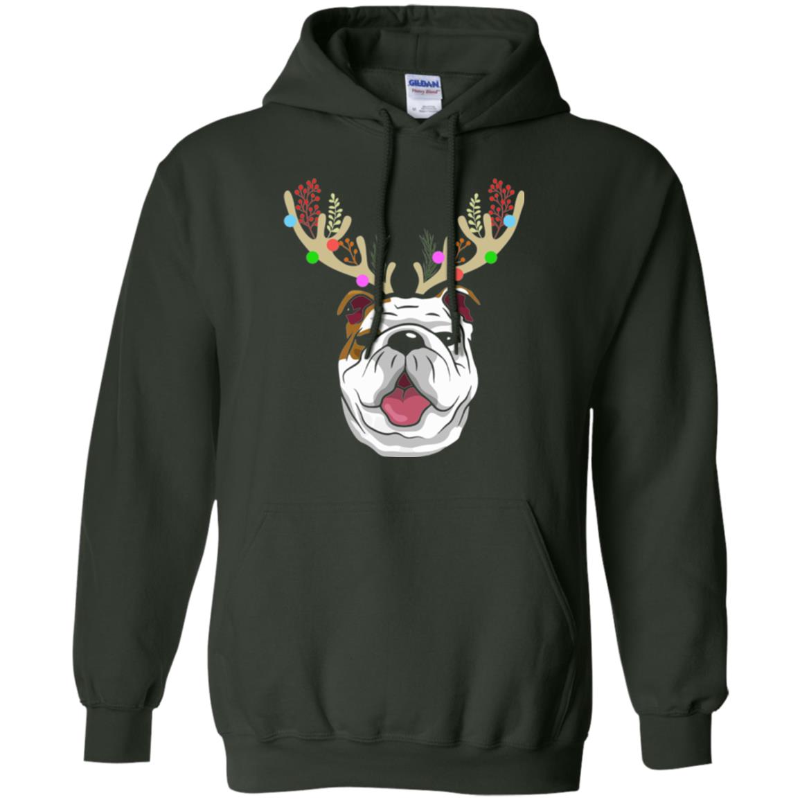 Dog Lovers T-shirt Funny Bulldogs With Antlers Forest Green