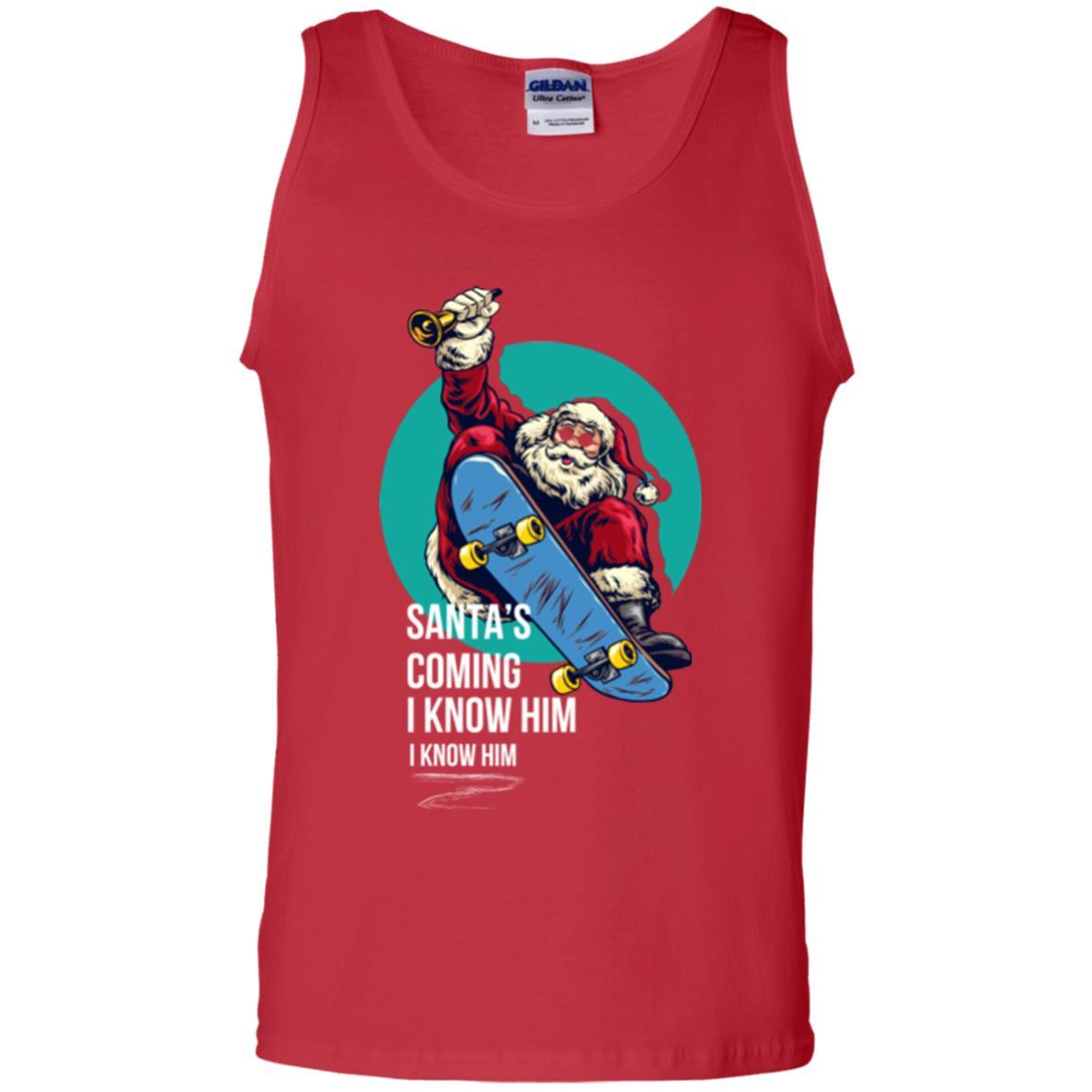 Christmas T-shirt Santa's Coming I Know Him Red