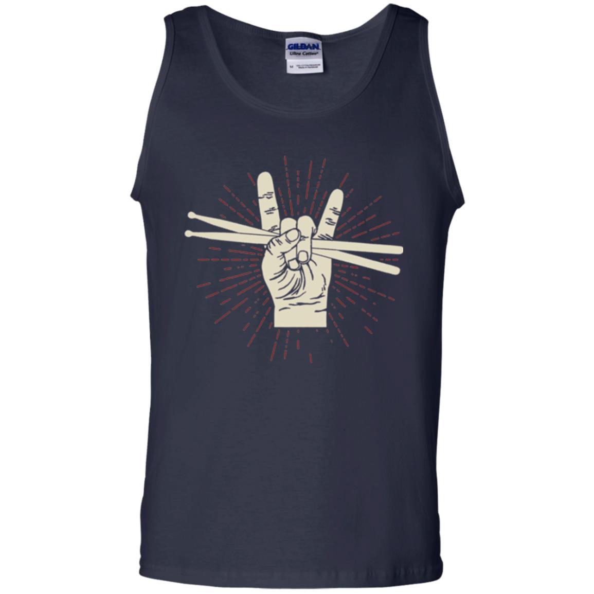 Drummer T-shirt Drumsticks Percussion Rock Navy
