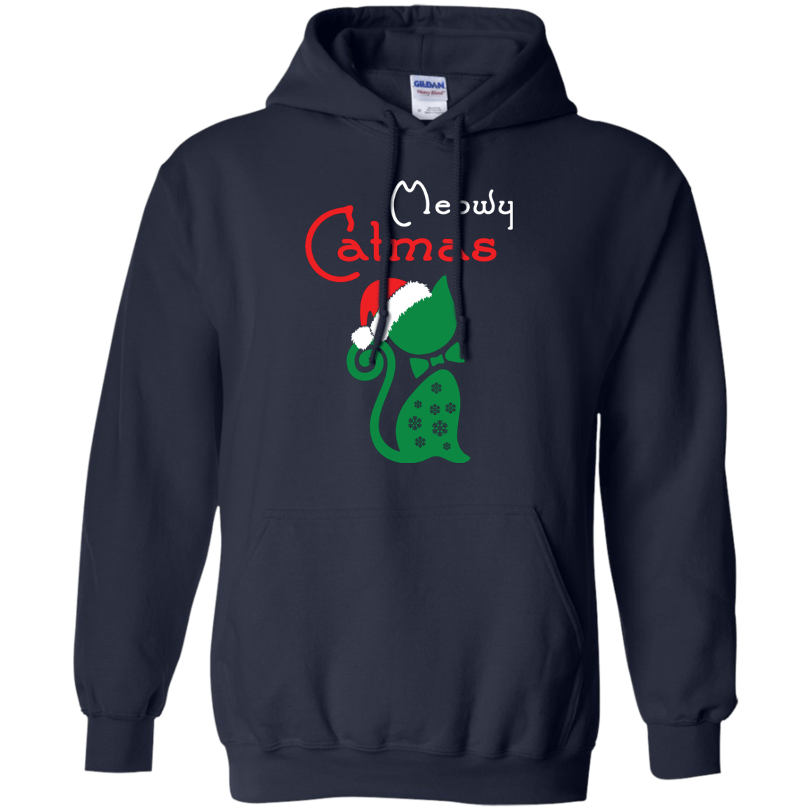 Cat Christmas T-Shirt Meowy Catmas Navy