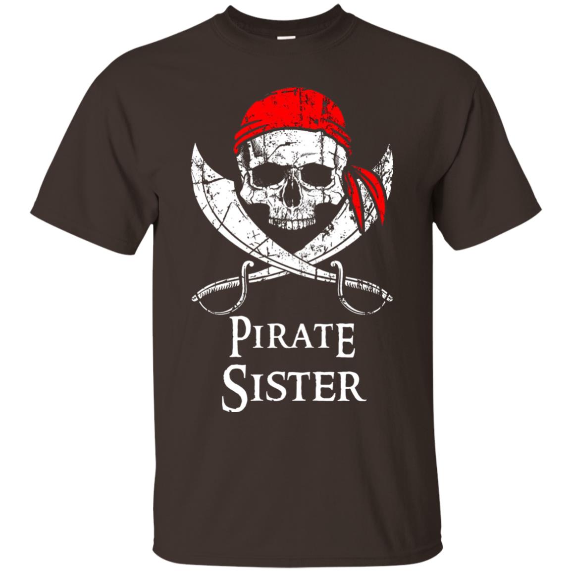 Family T-shirt Pirate Sister Jolly Roger Skull Crossbones Dark Chocolate