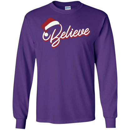 Christmas T-shirt Believe In Santa Claus Purple