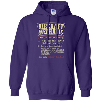 Aircraft Mechanic A Person Who Solves Problem You Cant One Who Does Precision Guess Work Based On Unreliable Data Provided By Those Of Questionable Knowledge Purple