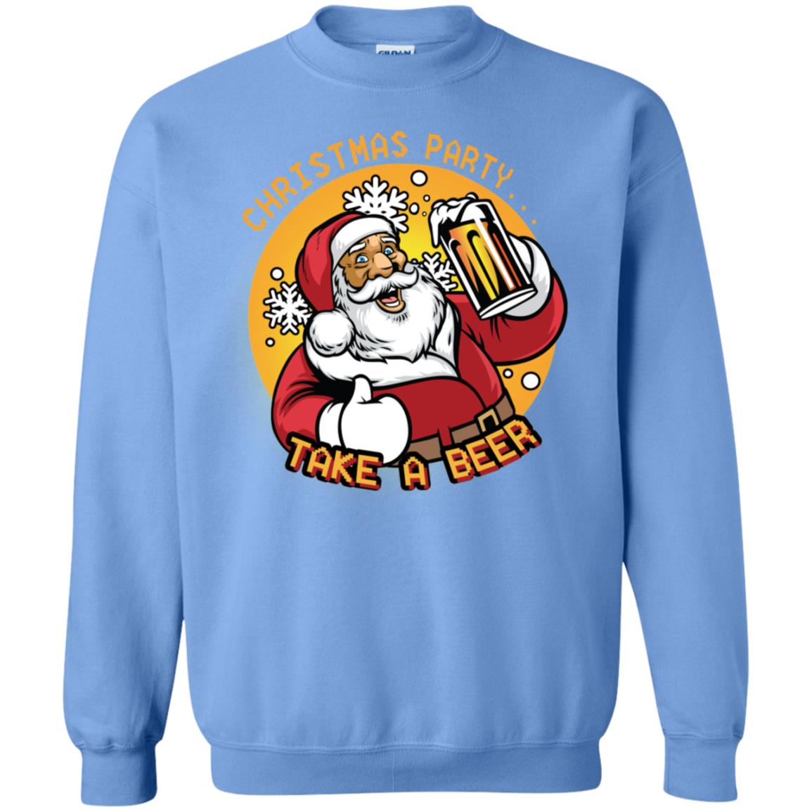 Christmas Party Take A Beer Santa X-mas Gift Shirt Carolina Blue