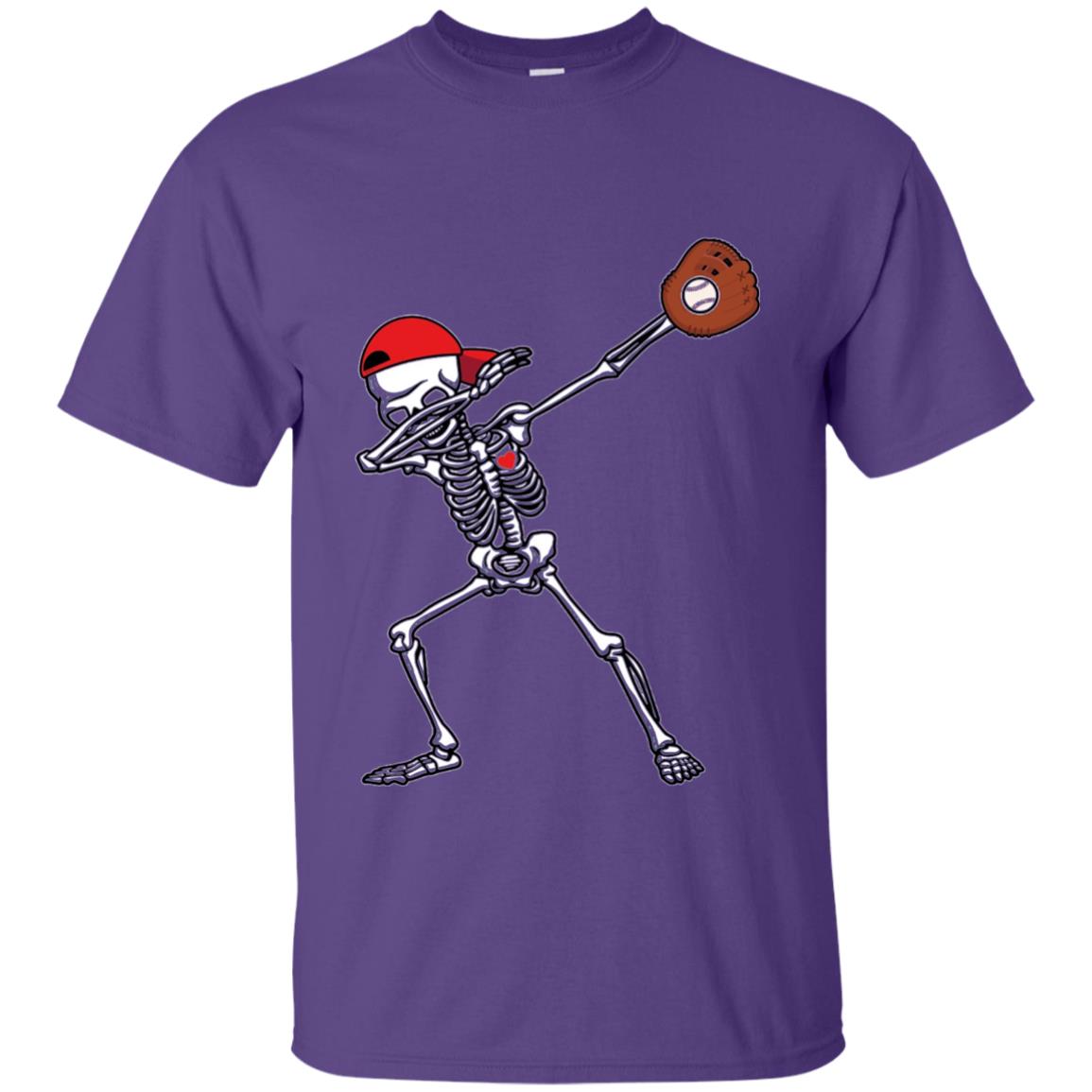 Dabbing Skeleton Baseball Lover T-shirt Purple