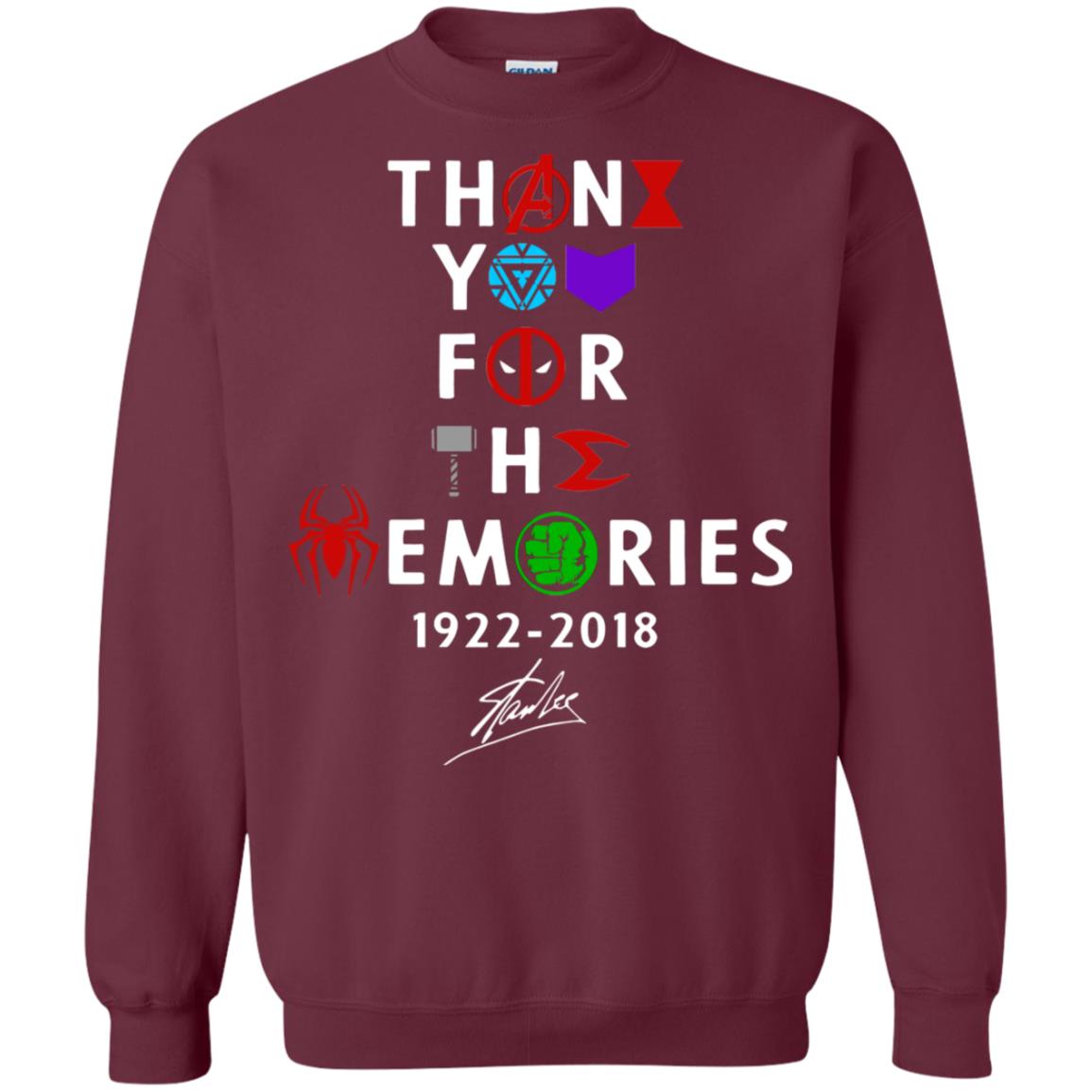 Thank You For The Memories Stan Lee Movie Hero Fan Shirt Maroon
