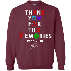 Thank You For The Memories Stan Lee Movie Hero Fan ShirtG180 Gildan Crewneck Pullover Sweatshirt 8 oz.