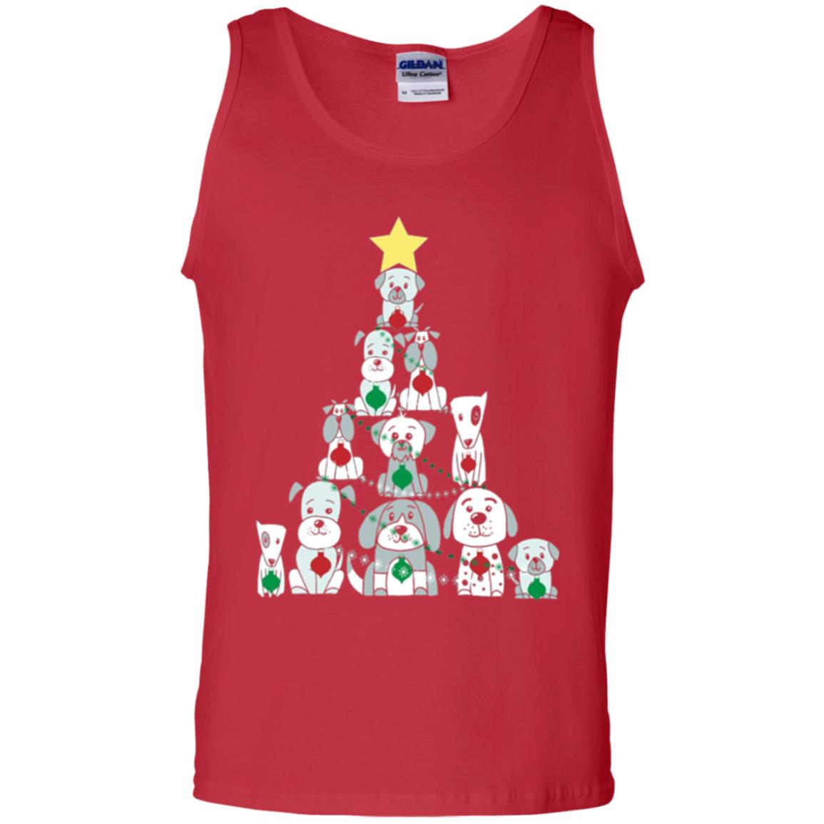 Dogs Lovers T-shirt Christmas Tree By Dogs Red