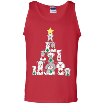 Dogs Lovers T-shirt Christmas Tree By Dogs Red