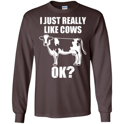 Cow Lovers T-shirt I Just Really Like Cows Ok Dark Chocolate