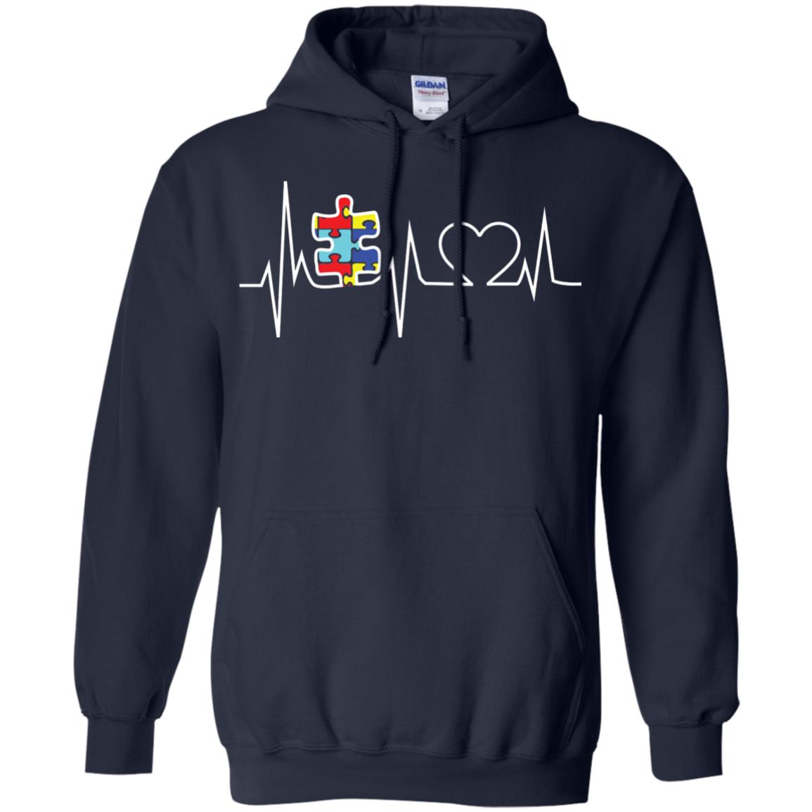 Autism Puzzle Heartbeat Autism Awareness Shirt Navy