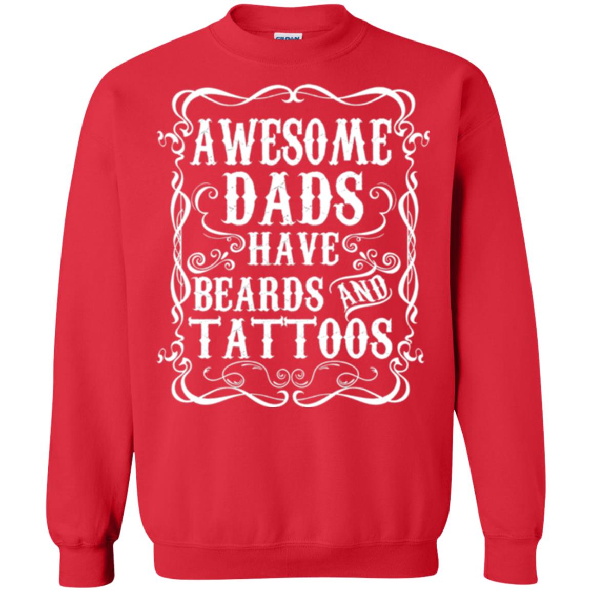 Awesome Dads Have Tattoos And Beards Funny Beard T-shirt Red