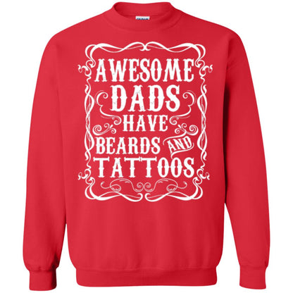 Awesome Dads Have Tattoos And Beards Funny Beard T-shirt Red