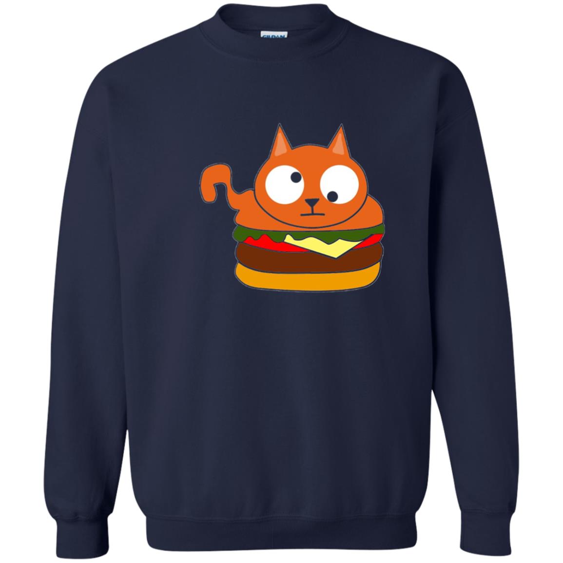 Chibi Kitty Burger Kawaii Cat Lovers Shirt Navy