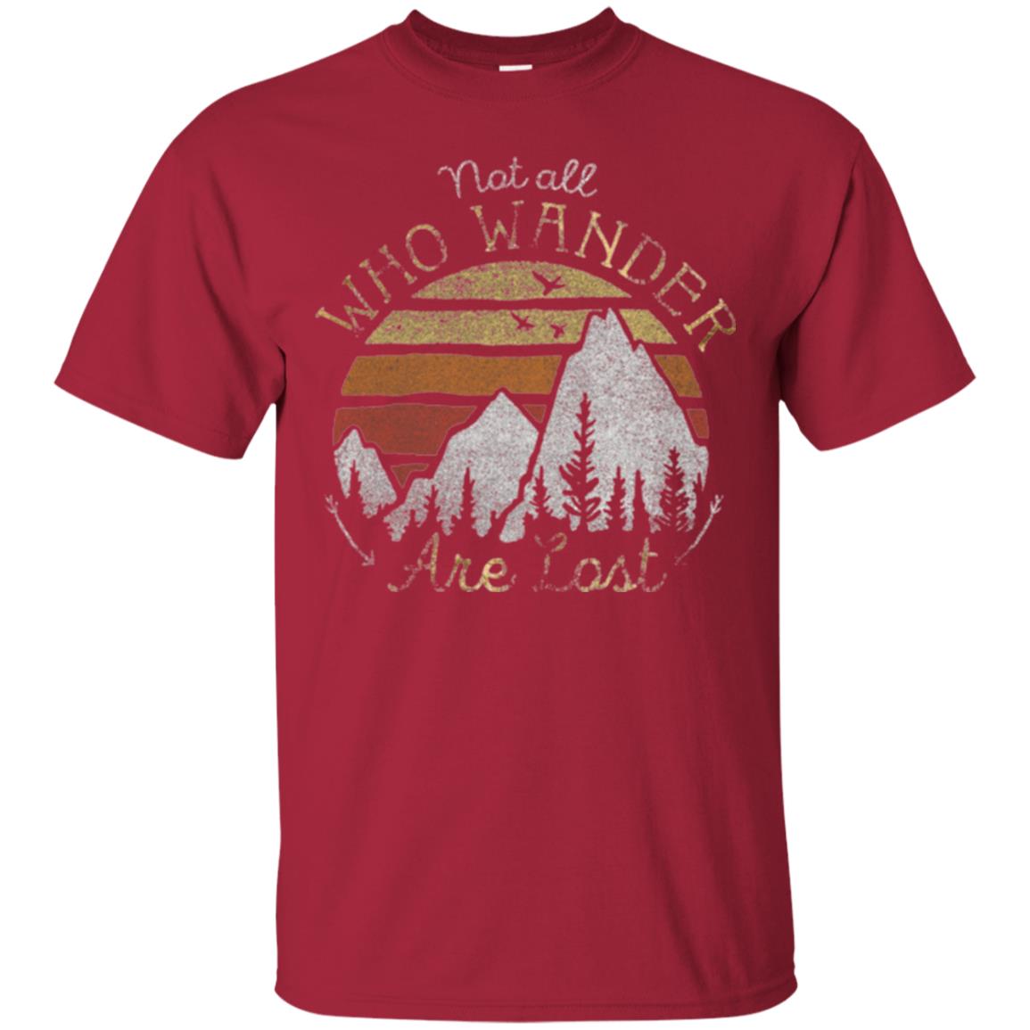 Gradient Mountain Gold T-shirt Not All Who Wander Are Lost Cardinal