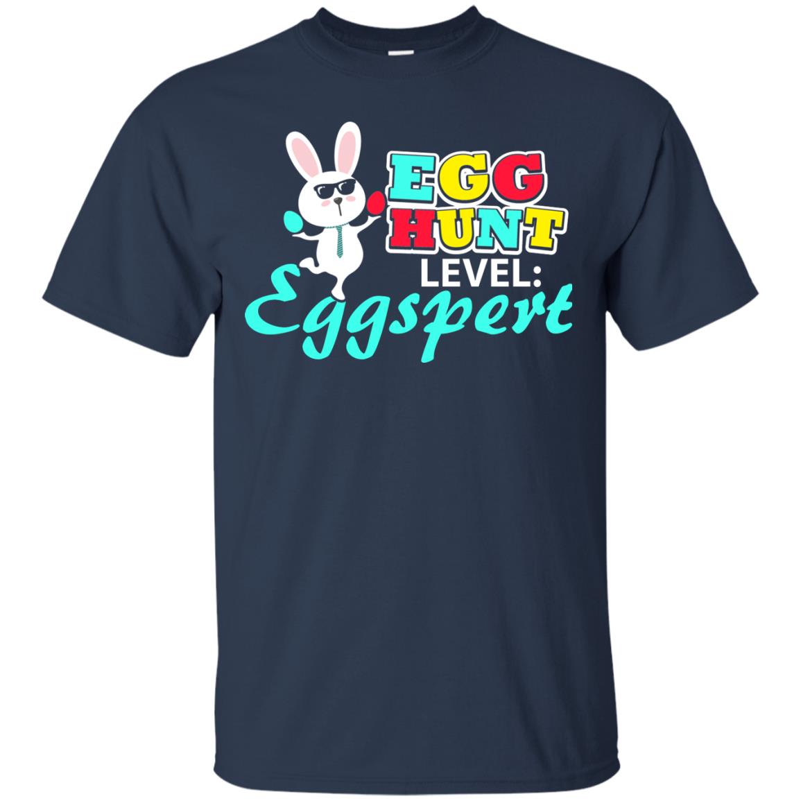 Egg Hunt Level Eggspert Easter Holiday T-shirt Navy